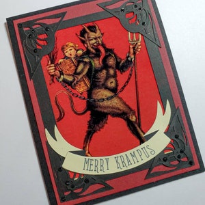 Glittered Merry Krampus Greeting Card