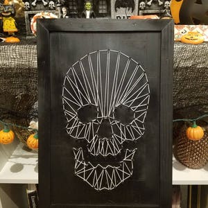 Black and White Skull String Art
