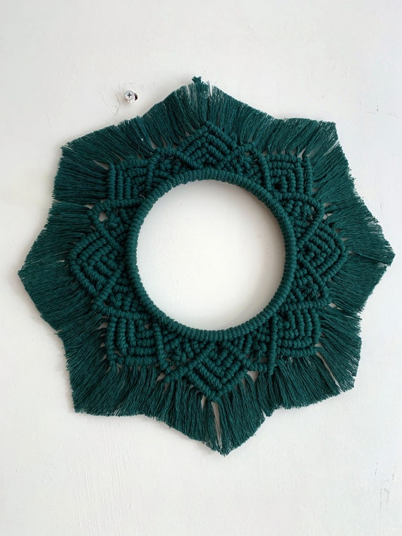 Christmas Door Wreath | Macrame Round Mandala Wreath | Bohemian Mandala Wreath | Boho Wreath | Green Scandinavian Macrame Wall Hanging