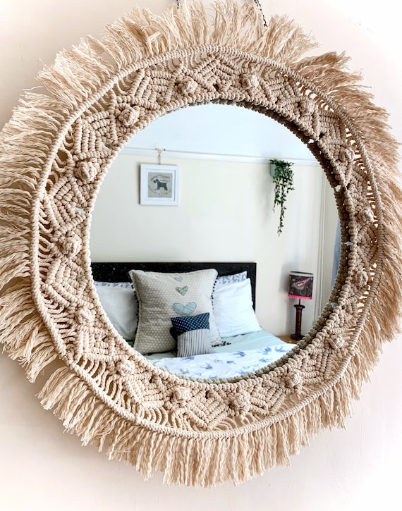 Macrame Mirror Large Round Mirror | Bohemian Mirror | Boho Mirror | Mandala Mirror | Unique Mirror | Macrame Hanging Mirror