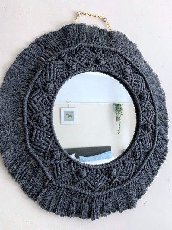 Macrame Mirror Glass Round Mirror | Bohemian Mirror | Boho Mirror | Mandala Mirror | Glass Mirror | Macrame Hanging Mirror