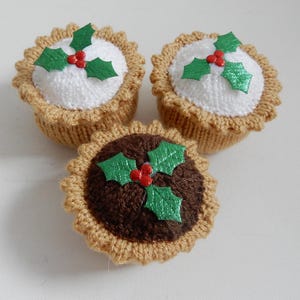 Mince Pie Knitted Christmas Chocolate orange cover - Icing & Brown tops - Gift Stocking filler