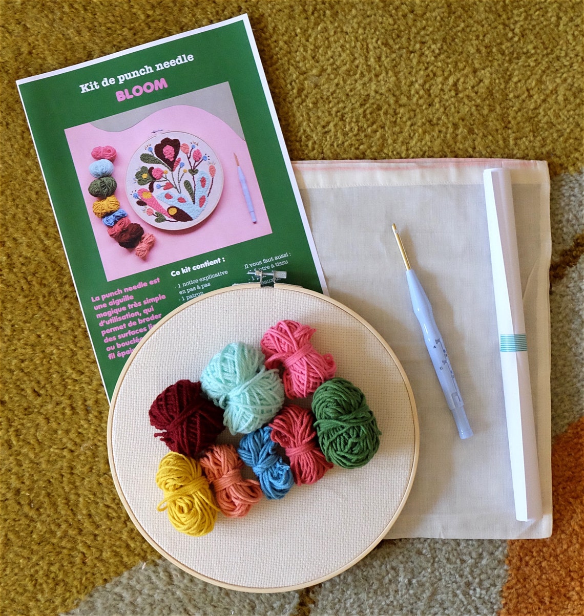 Punch needle kit large size original unique multicolored Etsy