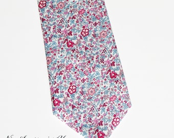 Men's floral tie Liberty print 'Katie & Millie' in pink and pale blue. Skinny/Slim/Regular wedding cotton necktie. Gift for him