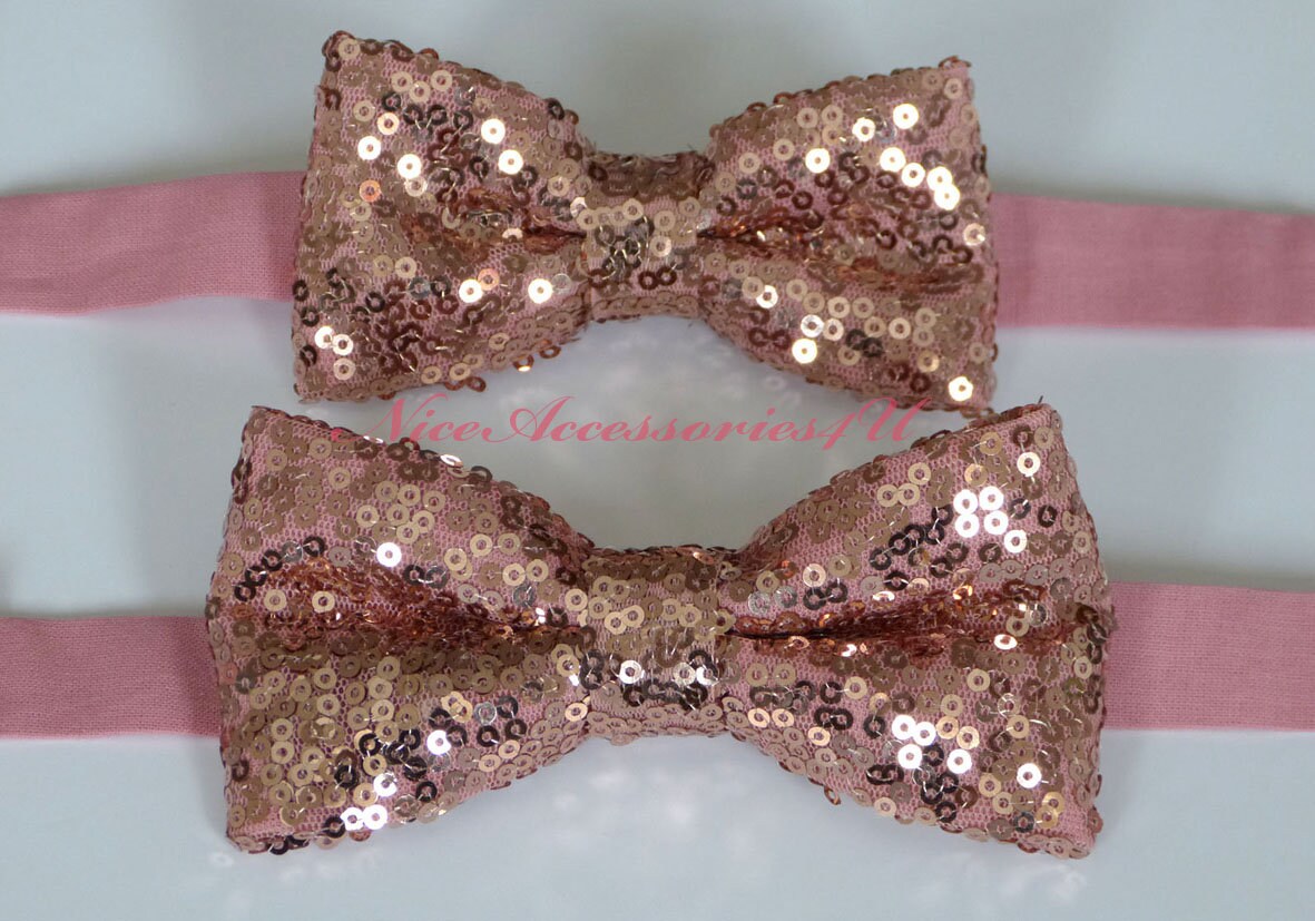 Rose gold sequin bow tie for men & boys. Rose gold wedding bow Etsy