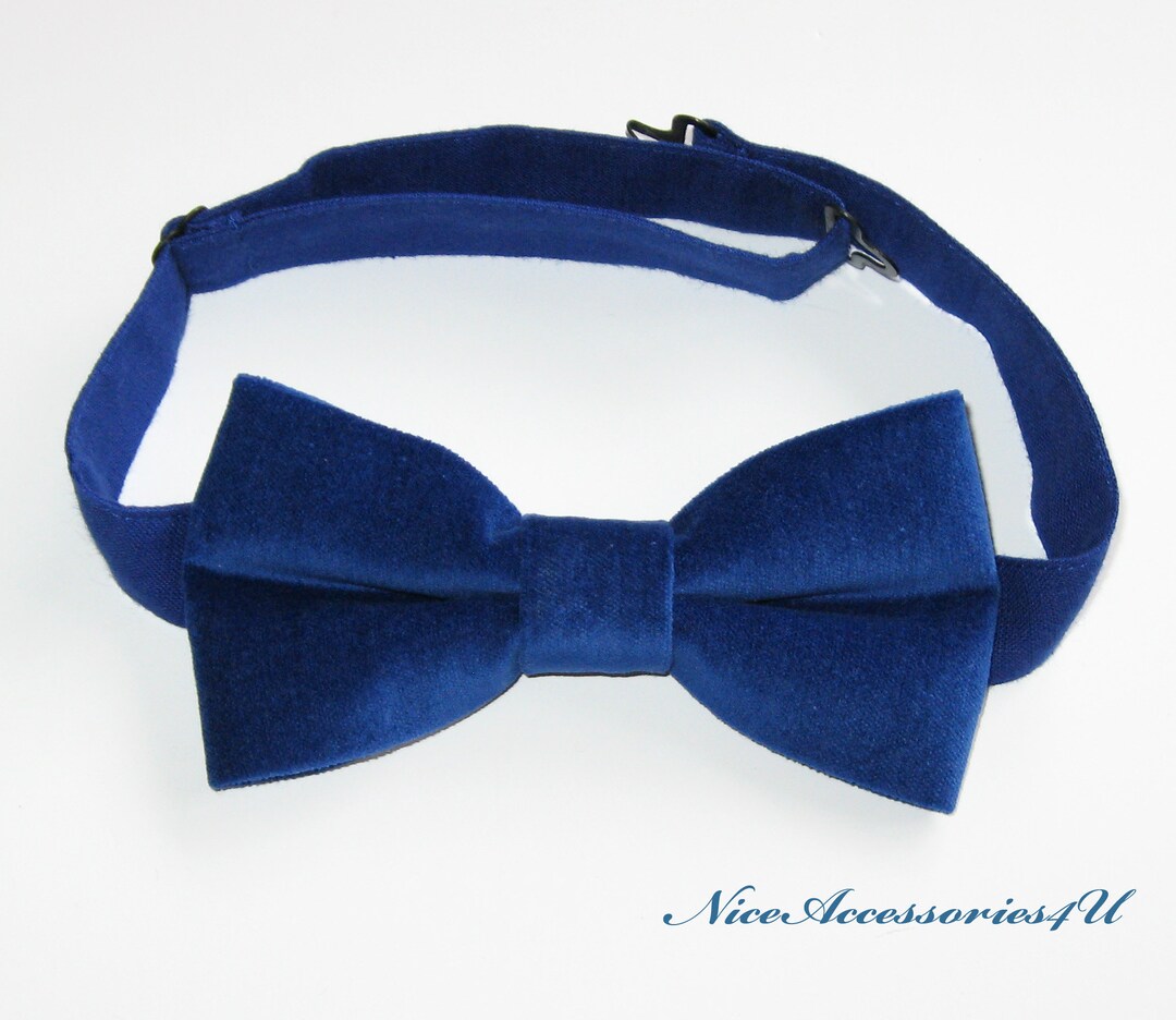 Royal Blue Velvet Bow Tie for Men & Boys. Dark Blue Wedding Bowtie for