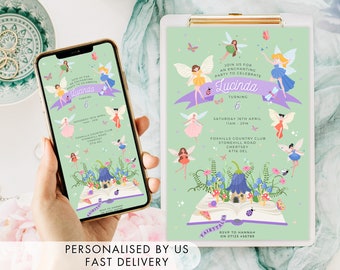 Digital & Printable Fairy Birthday Party Invitation, Downloadable Fairy Party Invite Bundle, Fast Delivery