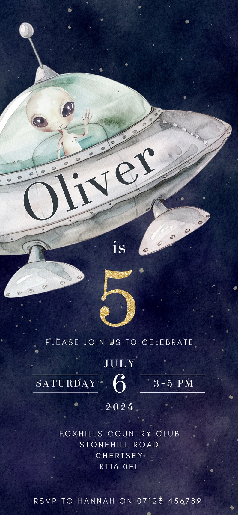 Editable Alien Birthday Invitation – Pastel Space Theme Kids Invite ...