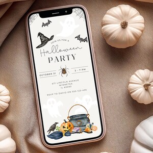 Digital Halloween Party Invitation, Phone Halloween Party Invite for WhatsApp, Fast Delivery