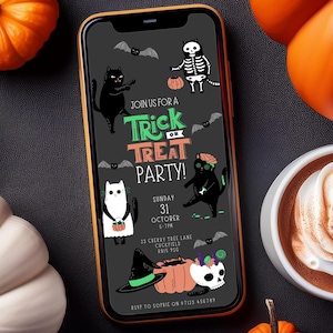 Digital Kids' Halloween Party Invitation, Phone Halloween Party Invite for WhatsApp, Fast Delivery