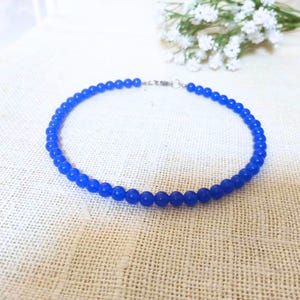 8 mm Blauer Saphir Jade Halskette - Natürliche Edelstein Perlen Halskette, Handgemachter Heilender Kristall Schmuck, Elegante Halskette, Geschenk für Sie