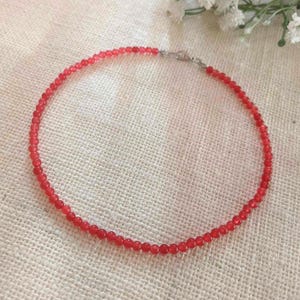4mm Ruby Necklace – Natural Gemstone Beaded Necklace, July Birthstone Jewelry, Handmade Minimalist Necklace, Gift for Her