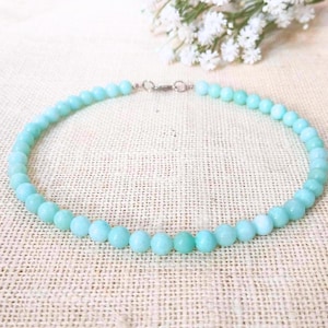8mm Green Apple Jade Necklace – Natural Gemstone Beaded Necklace, Handmade Healing Crystal Jewelry, Elegant Necklace, Gift for Her