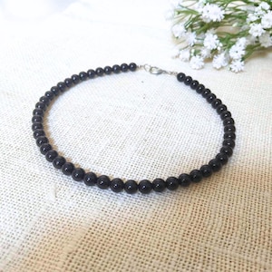 8mm Black Onyx Necklace – Natural Gemstone Beaded Necklace, Handmade Healing Crystal Jewelry, Minimalist Black Necklace, Gift for Him or Her