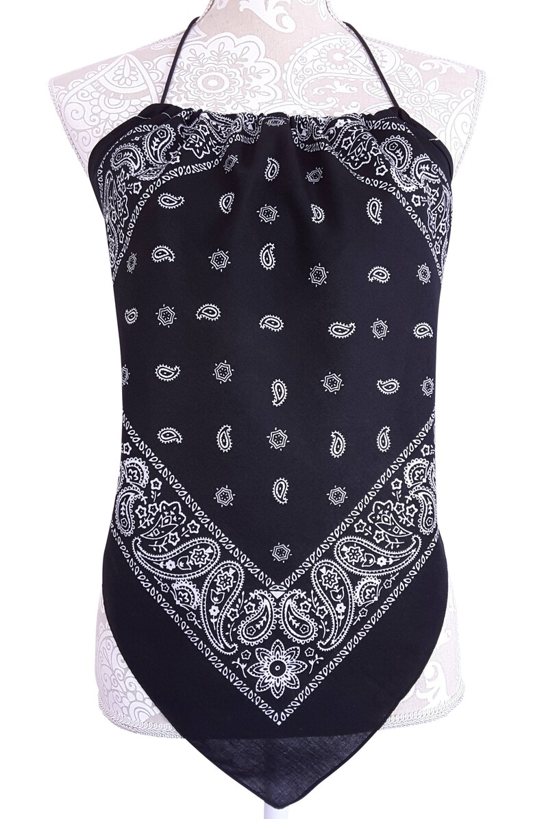 One Size New Casual Style Shirt Womens Clothing Bandana Halter Top Shirt Red Navy Blue /& Black