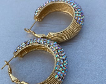 Gold Statement Earrings/ Chunky Gold Earrings/ Gold Hoops/ Christmas Gift for Her/ Free UK Delivery