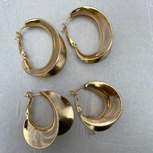 Gold Flute Earrings/ Statement Earrings/ Gold Hoops/boucles d'oreilles africaines image 2