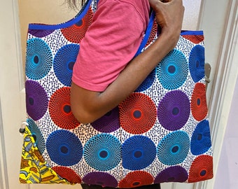 African Shopping Bag/Reusable Bag/ Sac Africain/ BYO Bag/Diaper Bag/ African Wax/ Beach Bag/Shopper Tasche/ Einkauftache/ Gifts for women