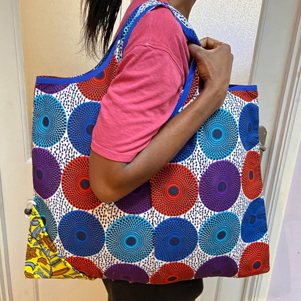 African Shopping Bag/Reusable Bag/ Sac Africain/ BYO Bag/Diaper Bag/ African Wax/ Beach Bag/Shopper Tasche/ Einkauftache/ Gifts for women