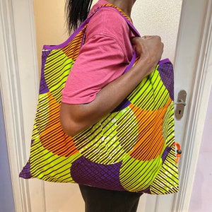 African Shopping Bag/Reusable Bag/ Sac Africain/ BYO Bag/Diaper Bag/ African Wax/ Beach Bag/Shopper Tasche/ Einkauftache/ Gifts for women image 3