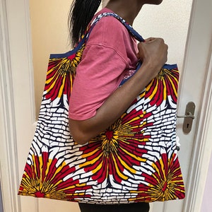 African Shopping Bag/Reusable Bag/ Sac Africain/ BYO Bag/Diaper Bag/ African Wax/ Beach Bag/Shopper Tasche/ Einkauftache/ Gifts for women image 2