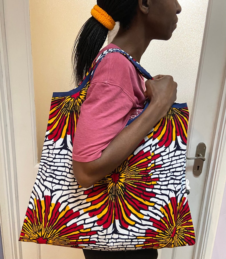 African Shopping Bag/Reusable Bag/ Sac Africain/ BYO Bag/Diaper Bag/ African Wax/ Beach Bag/Shopper Tasche/ Einkauftache/ Gifts for women image 2