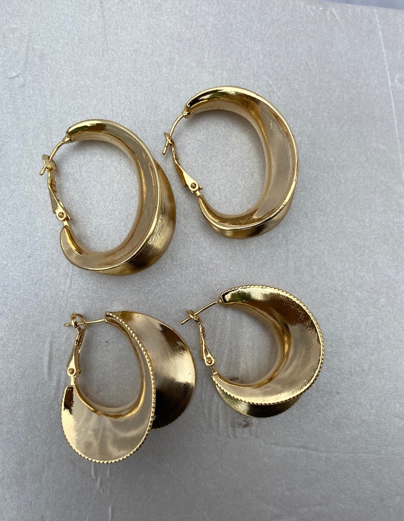 Gold Flute Earrings/ Statement Earrings/ Gold Hoops/boucles d'oreilles africaines image 2