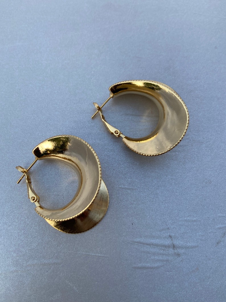 Gold Flute Earrings/ Statement Earrings/ Gold Hoops/boucles d'oreilles africaines image 8