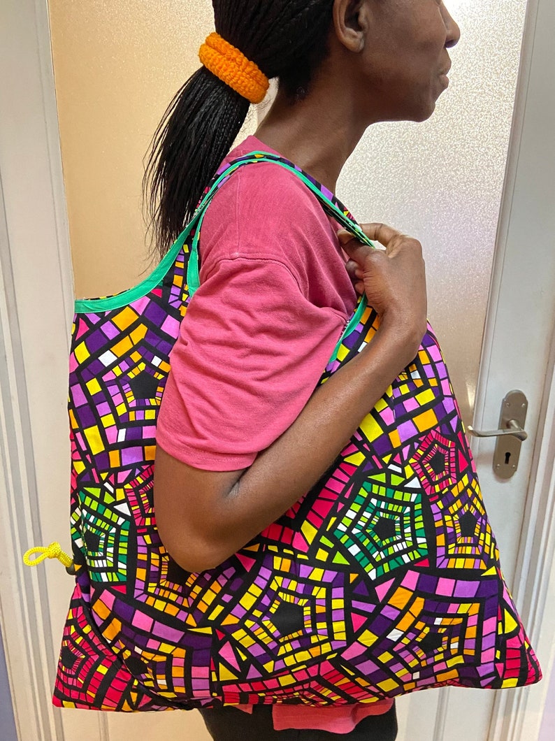 African Shopping Bag/Reusable Bag/ Sac Africain/ BYO Bag/Diaper Bag/ African Wax/ Beach Bag/Shopper Tasche/ Einkauftache/ Gifts for women image 1
