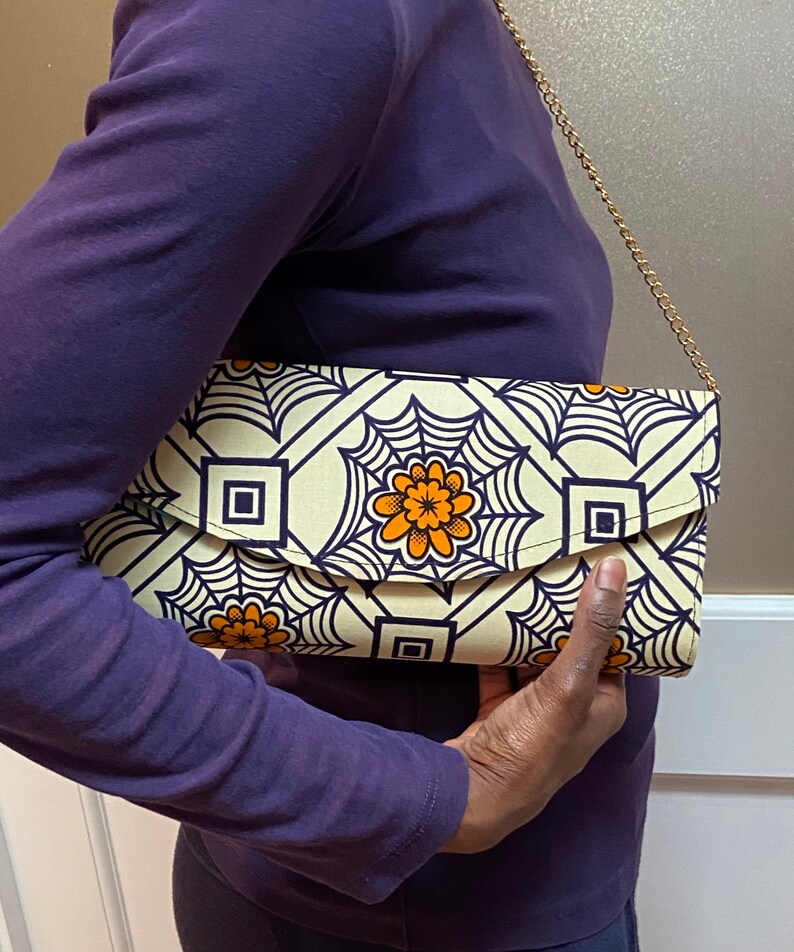 African Print Clutch Bag Large and Small/ Vegan Leather Purse/ Pochette