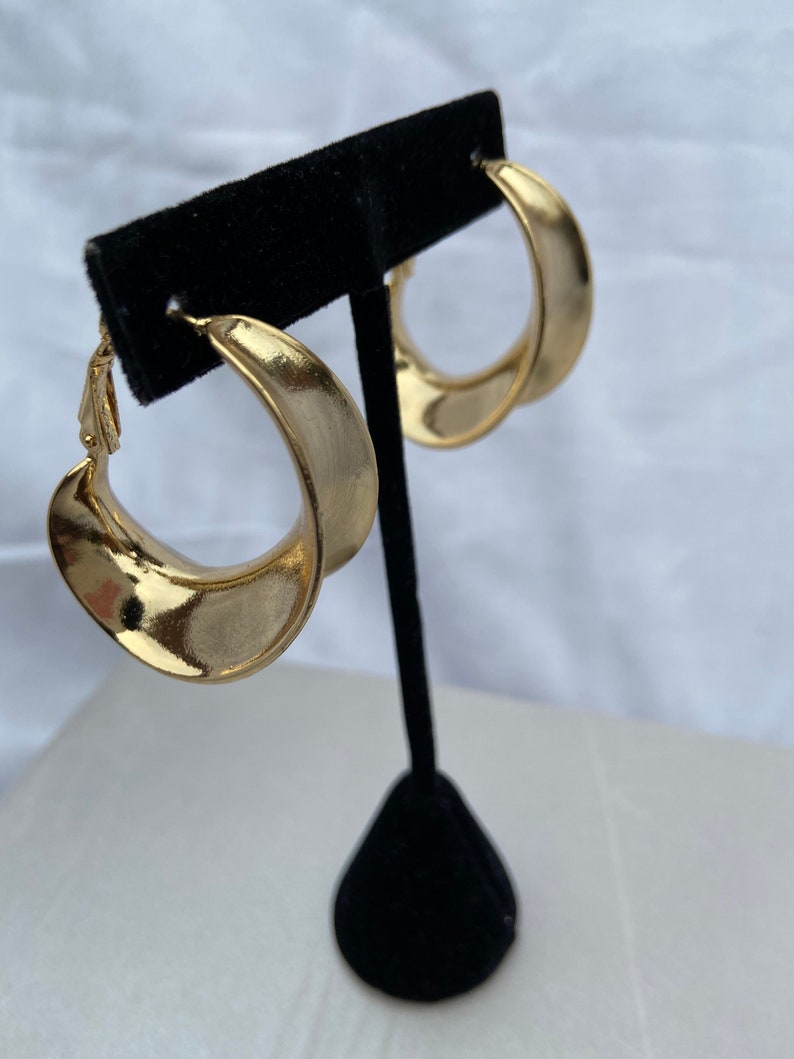 Gold Flute Earrings/ Statement Earrings/ Gold Hoops/boucles d'oreilles africaines image 1