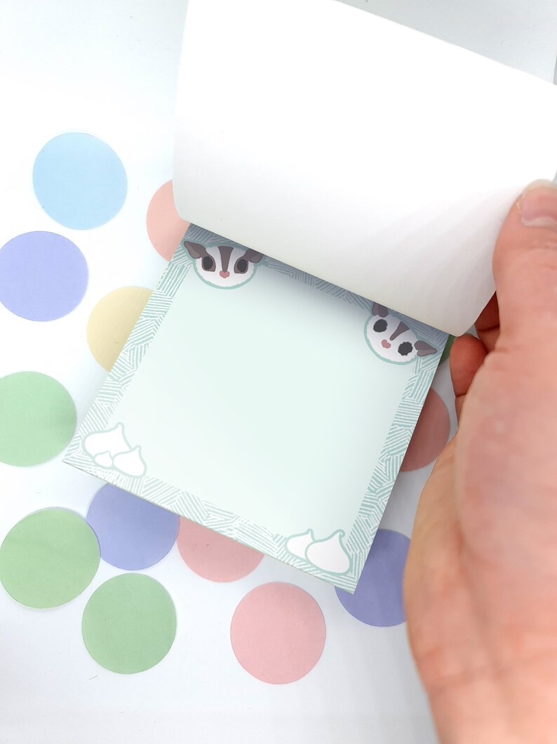 Repeat Pattern Note Pad Sugar Glider 10cm Square Memopad | Cute Animal Stationery | Kawaii ...