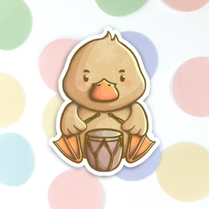 Drum Duck 3 "Vinyl Sticker - Calcomanía de pollito de Pascua, Ilustración Kawaii, arte lindo, Bujo, diario de balas, planificador, álbum de recortes, estética pastel