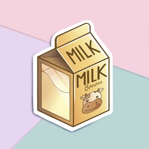 Kawaii Banana Milk 3" Matte Vinyl Sticker - wasserfester Aufkleber, Scrapbook, Bullet Journaling, Bujo, Planer - Softgirl, niedliche pastell Ästhetik
