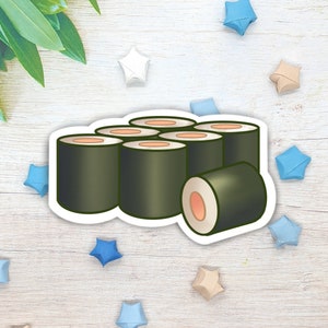 Sushi Rolls 3" Autocollant en vinyle mat | Décalque résistant à l'eau pour Macbook et ordinateur portable | Autocollant Kawaii Bullet Journal | Étiquette Hydroflask découpée |