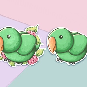 Schattige Eclectus 3" Matte Vinyl Sticker - Kawaii Ekkie Parrot. Laptop Macbook sticker, iPad Tablet. Bujo, scrapbooking, Planner, Bullet journal.