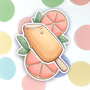 Helado 3" Matte Vinilo Pegatina - Calcomanía de paleta de frutas tropicales, computadora portátil, tableta, teléfono. Bujo, diario de balas, planificador de álbumes de recortes. Tema de verano.