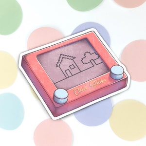 Adesivo de vinil nostálgico de 3" | Decalque de hidroflask fosco Kawaii | Adesivo fofo para laptop e Macbook | Ilustração de brinquedo dos anos 90 | Decalque resistente à água