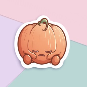 Pumpkin 3" Matte Vinyl Sticker - Waterproof decal, Halloween, Laptop, macbook, Tablet, Ipad, Bumper sticker, Kawaii, Pastel Aesthetic