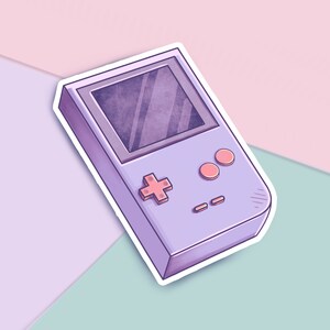GameBoy inspirado 3" pegatina de vinilo mate - Kawaii consola videogaming, softgirl, calcomanía portátil, softgirl, ilustración linda, pastel estética