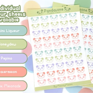 Hoja de pegatinas Panda 50pcs / Pegatinas de oso Kawaii Linda hoja de diario de balas / Pegatinas minimalistas / Etiqueta engomada del planificador de animales diminutos para Bujo