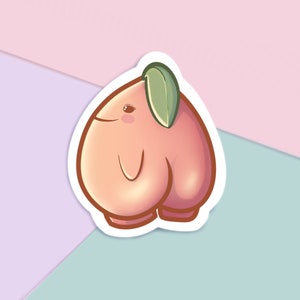 Hübsche Pfirsich 3" Matt Vinyl Aufkleber - lustige Illustration, Kawaii Softgirl, süße Laptop Aufkleber, wasserdicht, wasserdicht, süße Frucht