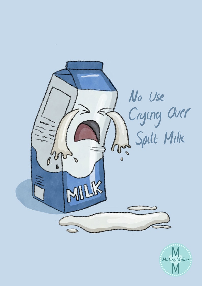 Crying Over Spilt Milk Digital illustration cute funny wall Etsy