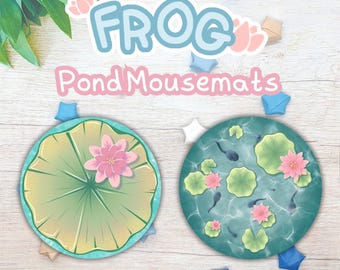 Green Lily Pad Mouse Mat - Frog Lover Gift | Cottagecore Art | Kawaii Stationery | Water Lillies |Office Desktop Decor | Desk accessories |