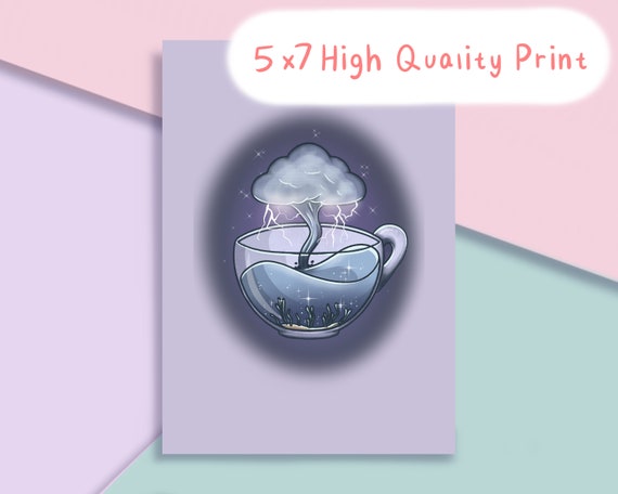 Storm in a Tea Cup 230gsm 5x7 Print - Archival Matte Wall Hanging. space galaxy celestial home decor, teen dorm. nautical ocean sealife.