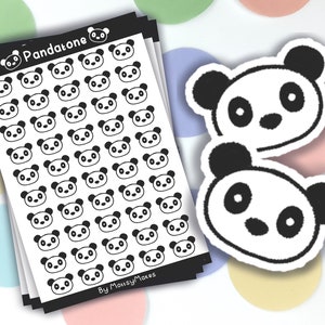 Zwarte Panda stickers - 6x4 vel 50 st. Baby beer. Planner, bullet journal, bujo, plakboek. Kawaii dierenillustratie. Leuke kinderknutsels.