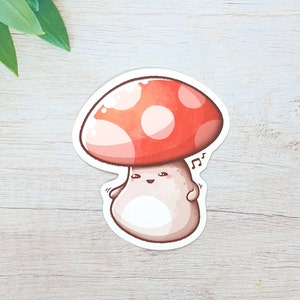 Sticker en vinyle mat mignon champignon vénéneux 3" - champignon kawaii. Esthétique pastel. Cadeau d'illustration. Sticker Macbook iPad sur le thème de la nature. Cottagecore