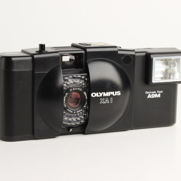 OLYMPUS XA1 XA 1 Point-and-Shoot Film Camera with 35mm f/4 Lens and A9M Flash - Works! Excellent Condition!