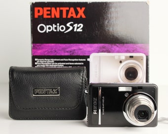 PENTAX OPTIO S12 12.0 Megapixels Compact Point-and-Shoot Digital Camera - Excellent in the Box - With Accessories