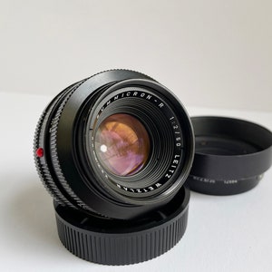 LEICA Leitz Wetzlar SUMMICRON R 50mm F/2 Three Cam Fast Prime Lens with Original Lens Hood - Complete CLA